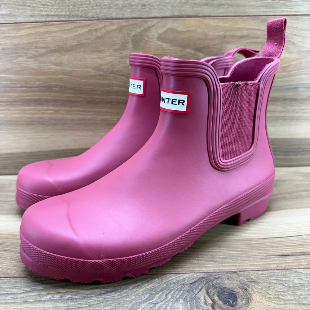 Hunter Chelsea Boots Pink Matte 8 EU 39 Waterproof Modern Minimalist Rain Casual - Picture 3 of 12